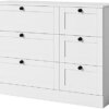 HOSTACK 6 Drawer Dresser, Modern Dresser Chest with Wide Drawer Organizer, Chest of Drawers, Wood Dresser for Bedroom, Living Room, Closet, White