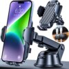 HTU Cell Phone Holder for Car [Upgraded Super Suction & Stable] Handsfree Car Phone Holder Mount Dashboard Windshield Air Vent Car Mount for iPhone 14 13 12 Pro Max Samsung Smartphones & Car