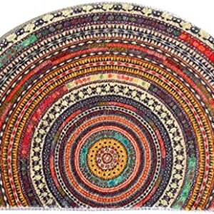 Half Round Door Mat,Semi Circle Bathroom Floor Rug,Mandala Boho Bohemian Rug,Non-Slip Welcome Entrance Way Rug,Absorbent Bath Mat,Microfiber Tufted Indoor Rug for Kitchen Living Room (Multicolor)