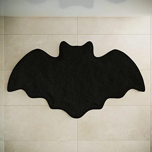 Halloween Bat Bath Mat - Rugs Bat Decor - Bats Bathroom Rug Decoration Black Gothic Gift Goth Gifts Set Room Decorations Spooky Witch Witchy Home Batman Cute Door Mats for Indoor Entry Kitchen Bedroom