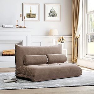 Hayiodda Adjustable Floor Sofa Couch for Adults, 5-Position Foldable Lazy Sofa Sleeper Bed with 2 Pillows