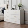 Hitow Storage Dresser Cabinet with 6 Drawers, Wood Dresser Chest with Storage Drawer Organizer, Large Accent Cabinet Chest of Drawers for Bedroom, White (55.1" W x 15.7" D x 31.5" H)