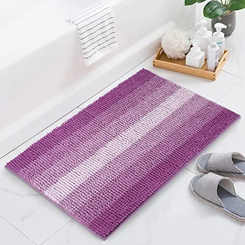 Hyhyco Purple Bathroom Rug,Bath Rugs for Bathroom Non Slip,Soft Bath Rugs,Absorbent Bath Mats for Bathroom Floor,Plush Bathroom Carpet,Machine Washable & Comes with Laundry Bag (20"x 32", Purple)