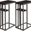 IBUYKE C Shaped End Table, Sofa Side Table, Set of 2, Small Table with Metal Frames, Vintage Couch Table, Beside Desk for Living Room, Black UTMJ406B-2