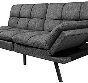 IULULU Futon Sofa Bed, Modern Convertible Sleeper Couch Daybed with Adjustable Armrests for Studio, Apartment, Office, Small Space, Compact Living Room, Dark Gray