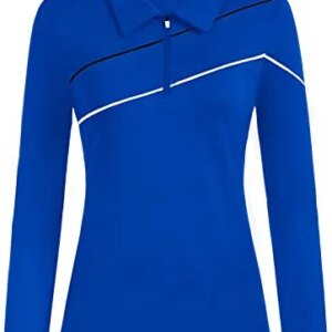 JACK SMITH Women Golf Polo Shirts Dry Fit UPF 50+ Long Sleeve Tennis Tops Zip Up Slim Fit Athletic Shirt with Tee Holder