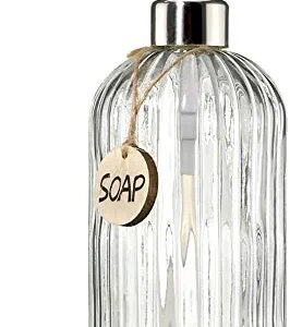 JASAI 18 Oz Clear Glass Soap Dispenser with Rust Proof Stainless Steel Pump, Refillable Liquid Hand Soap Dispenser for Bathroom, Premium Kitchen Soap Dispenser (Clear)