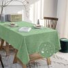 JSFLY Waterproof Cotton Linen Thick Tablecloths Rectangle Dining Table Cloth, Wipe Clean Indoor & Outdoor Table Cover for Kitchen Party and Banquets, Wrinkle Resistant（54"x70"） Grass Green