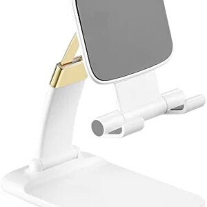 KOTUDAY Cell Phone Stand for Desk, Adjustable Phone Holder for Desk Compatible with Most of the Cell Phones, Tablets, or Switch, such as iPhone 13 Pro Max,iPad Mini Air,Samsung, LG,Sony,One Plus-White