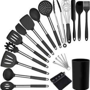 Kitchen Utensils Set - 21 Silicone Cooking Utensils - Kitchen Spatulas for Nonstick Cookware - Heat Resistan,Silicone Stainless Steel Handle Cooking Tools Kitchen Tools Set