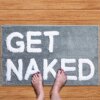 LAVARE HOME Get Naked Bath Rug - Trendy Bath and Shower Mat - Funny Bath Rug for Shower - Home & Bathroom Decor - Bathroom Accessories - Cute Stuff - Cool Things - Washable Rug