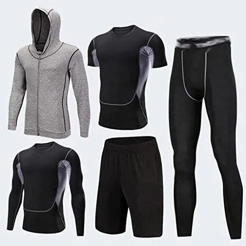 LEPSJGC Compression Sportswear Suits Gym Tights Training Clothes Workout Jogging Sports Set Running Tracksuit Quick Dry Men's (Color : E, Size : XL)