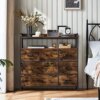 LINSY HOME Dresser for Bedroom, Chest of Drawers with 7 Fabric Drawers and Shelves, Storage Drawers for Closet, Living Room, Entryway, Sturdy Steel Frame, Wood Top, Rustic Brown and Black