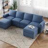 LINSY Modular Sofa, Sectional Sofa Couch with Storage, Covers Removable and Washable, Modular Sectionals with Ottomans, U Shape Oversized Sofa Couch with Chaise for Living Room, Navy Blue