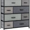 LLappuil Fabric Dresser for Bedroom with 8 Drawers, Wide Dresser Chest of Drawers, Tall Dresser Storage Drawers Organizer for Clothes, Closet, Living Room, Hallway, Nursery, Grey