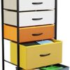 LLappuil Small Dresser for Closet, Kids Dresser for Bedroom, Tall Skinny Dresser with 5 Drawers, Fabric Dresser Chest of Drawers, Vertical Storage Dresser Tower for Socks, Narrow Spaces, Multicolor