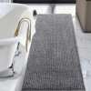 LOCHAS Luxury Bathroom Rug Runner Non Slip Chenille Bath Rugs 24x60 Inch, Super Soft and Comfy Carpets, Plush Shaggy Absorbent Bath Mat Runners for Bathroom, Machine Washable, Light Gray