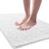 LOCHAS Luxury Bathroom Rug Shaggy Bath Mat 24 x 36 Inch, Washable Non Slip Bath Rugs for Bathroom Shower, Soft Plush Chenille Absorbent Carpets Mats, White