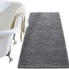 LOCHAS Luxury Bathroom Rug Shaggy Bath Mat 24 x 48 Inch, Washable Non Slip Bath Rugs for Bathroom Shower, Soft Plush Chenille Absorbent Carpets Mats, Grey