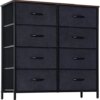 LYNCOHOME 8 Drawer Dresser for Bedroom, Closet, Hallway, Fabric Dresser for Baby, Kids, Sturdy Steel Frame, Lightweight and Movable Chest of Drawer, Black Dresser