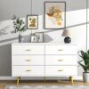 LYNSOM White Dresser for Bedroom, Modern 6 Drawer Dresser with Wide Drawers and Metal Handles, Wood Storage Chest of Drawers for Living Room Hallway Entryway