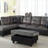 Lifestyle Furniture Left Facing 3PC Sectional Sofa Set, L Shape Couch with Storage Ottoman, Microfiber&Faux Leather,Taupe