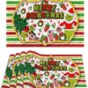 Linen Grinch Placemats Set of 4 Merry Grinchmas Table Mats Grinch Christmas Decorations and Supplies for Home Kitchen Table-12×18''