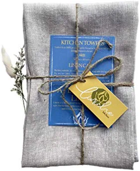 Linen Kitchen Towels | Made in Canada | 30x20 Inches | Pack of 2 | Lint-Free Dish Cloth | Lightweight European Fabric | Flax Tea Towel, Napkin | Table Setting Accessories | Wedding Gift