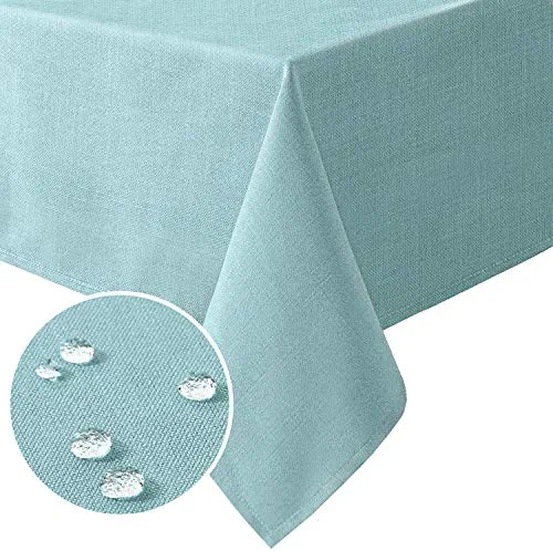 Linen Textured Table Cloths Square 54 x 54 Inch Premium Solid Tablecloth Spill-Proof Waterproof Table Cover for Dining Buffet Feature Extra Soft and Thick Fabric Wrinkle Free, Aqua