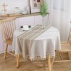 Lipo Rustic Table Clothes for Round Tables Waterproof Table Cover Wrinkle Free Outdoor Tablecloth for Parties Embroidery Farmhouse Table Cloths Linen Burlap Embedded Table Runner Round Tablecloth 55''