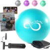 Live Infinitely 9 Inch Barre Pilates Ball & Hand Pump– Anti Burst Mini Ball & Digital Workout eBook Included for Yoga, Exercise, Balance & Stability Training – Comes with Mesh Carrying Bag