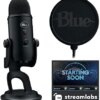 Logitech Blue Yeti Game Streaming Kit with Yeti USB Gaming Mic, Blue VO!CE Software, Exclusive Streamlabs Themes, Custom Blue Pop Filter, PC/Mac/PS4/PS5