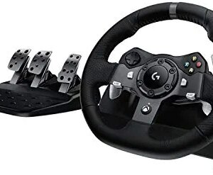 Logitech G920 Driving Force Racing Wheel and Floor Pedals, Real Force Feedback, Stainless Steel Paddle Shifters, Leather Steering Wheel Cover for Xbox Series X|S, Xbox One, PC, Mac - Black