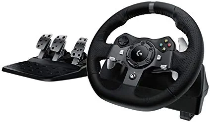 Logitech G920 Driving Force Racing Wheel and Floor Pedals, Real Force Feedback, Stainless Steel Paddle Shifters, Leather Steering Wheel Cover for Xbox Series X|S, Xbox One, PC, Mac - Black