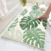 Lukinbox Bath Mats for Bathroom, Green Leaf Non Slip Bathroom Rug, Cute Small Washable Bath Rug Floor Door Mat for Indoor Shower Bathtub Decor, 18"x26"