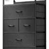 Lulive Dresser for Bedroom with 5 Drawers, Dressers & Chests of Drawers for Entryway, Storage Organizer Unit with Cationic Fabric, Sturdy Metal Frame, Wood Tabletop, Easy Pull Handle (Dark Grey)