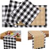 LuoluoHouse Buffalo Plaid Table Runner Christmas Table Runner Black and White Checked Table Runners for Farmhouse Plaid Table Decorations Outdoors Decor Kitchen Table Cover 14x84inch