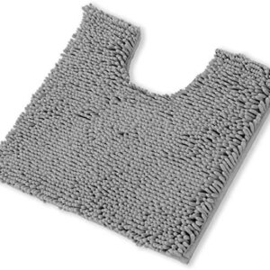 LuxUrux Bath Mat - Toilet Rugs u Shaped- Extra-Soft Plush Bath Bathroom Rug,1'' Chenille Microfiber Material, Super Absorbent Shaggy Bath Rug. Machine Wash & Dry (20 x 20, Light Grey)