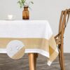 MANGATA CASA Tablecloths for Rectangle Tables-White Polyester Waterproof Washable with Border Table Covers -Summer Kitchen & Table Linens for Dining,Outdoor & Picnic(Gold/White 60x120in)