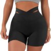 MOOSLOVER Women V Cross Waist Workout Shorts Butt Lifting High Waisted Biker Shorts