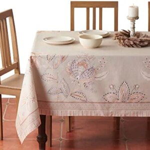 Maison d' Hermine Premium Society Florals 100% Combed Cotton Tablecloth Kitchen Dining Tabletop Decoration Parties Weddings (Rectangle, 70"x108")