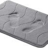 Memory Foam Bath Mat for Bathroom Non Slip Bath Rug Velvet Thick Soft and Comfortable Water Absorbent Machine Washable Easier to Dry Floor Rug Mats Waved Pattern, 24x17 Inches, Grey