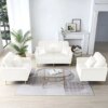 Modern Living Room Furniture Sectional Sofa Sets, Tufted Mid-Century Loveseat w/Sofa Couch and Comfy Accent Arm Chairs for Bedroom, Apartment, Office (Beige, 2 Chair + Loveseat)