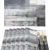 Modern Oil Painting Art Placemats, Light Grey Blue Abstract Artwork Linen Dining Placemats Cafe Placemats 18 x 12 Inches, Washable Table Mats for Home Kitchen Decorations (6 Pcs)