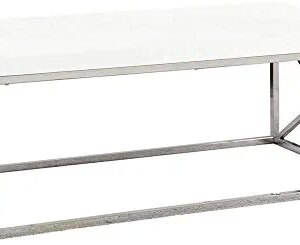 Monarch Specialties Modern Coffee Table for Living Room Center Table with Metal Frame, 44 Inch L, Glossy White / Chrome