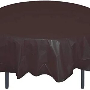 Mountclear Disposable/Reusable Plastic Tablecloths 84" Round Table Cover for Party Wedding Decorations (12, Black)