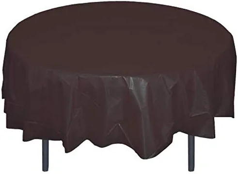 Mountclear Disposable/Reusable Plastic Tablecloths 84" Round Table Cover for Party Wedding Decorations (12, Black)