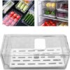 Multi-Functional Drawer,Refrigerator Organizer Bins with Pull-out Drawer,Organizer Bins/Storage Containers with Removable Drain Tray for Kitchen,Freezer Cabinet Pantry Clothes Organization(L)