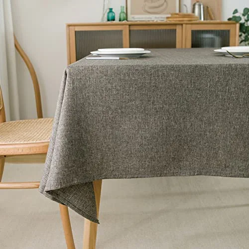 NLMUVW Faux Linen Rectangle Tablecloth Waterproof Wrinkle Resistant Textured Table Cloth Farmhouse Decorative Table Cover for Kitchen Dining and Party, 54 x 78 Inch, Dark Grey