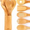 Neet Wooden Spoons For Cooking 6 Piece Organic Bamboo Utensil Set With Holder Wood Kitchen Utensils Spatula Spoon For High Heat Stirring In Nonstick Pots & Pans Quality Gift & Everyday Use